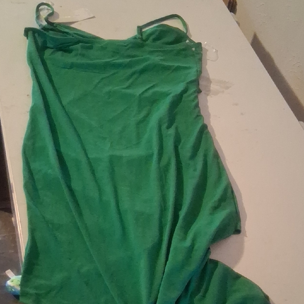 NWT Almost Famous Vibrant Green Cowl Neck High-Low Dress XL - Picture 7 of 9